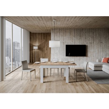 Bibi Table - Ausziehbarer Tisch 90x120/180 cm Bibi Mix mit Spatula White-Platte und Spatula Anthrazit-Basis