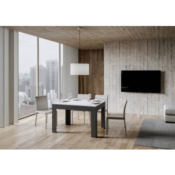 Bibi Table - Ausziehbarer Tisch 90x120/180 cm Bibi Mix mit Spatula White-Platte und Spatula Anthrazit-Basis