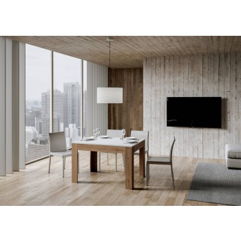 Bibi Table - Ausziehbarer Tisch 90x120/180 cm Bibi Mix mit Spatula White-Platte und Spatula Anthrazit-Basis