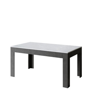 Bibi Table - Ausziehbarer Tisch 90x160/220 cm Bibi Mix Spatula Weiße Platte - Spatula Anthrazit Basis