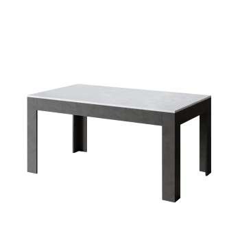 Bibi Table - Ausziehbarer Tisch 90x160/220 cm Bibi Mix Spatula Weiße Platte - Spatula Anthrazit Basis