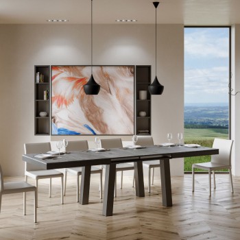 Bridge Evolution Tisch - Ausziehtisch 90x160/264 cm Bridge Evolution Weiße Esche Anthrazit Gestell