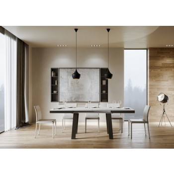 Bridge Evolution Tisch - Ausziehbarer Tisch 90x160/420 cm Bridge Evolution Weiße Esche mit Anthrazitrahmen