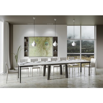 Bridge Evolution Tisch - Ausziehbarer Tisch 90x160/420 cm Bridge Evolution Weiße Esche mit Anthrazitrahmen