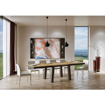 Bridge Evolution Tisch - Ausziehtisch 90x180/284 cm Bridge Evolution Weiße Esche Anthrazit Gestell