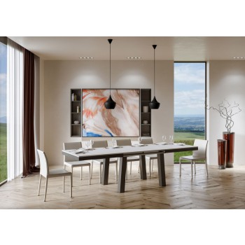 Bridge Evolution Tisch - Ausziehtisch 90x180/284 cm Bridge Evolution Weiße Esche Anthrazit Gestell