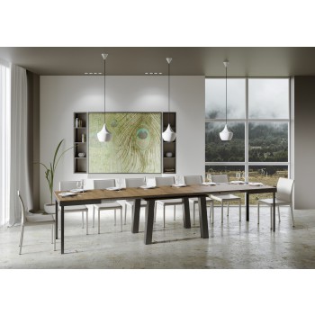 Bridge Evolution Tisch - Ausziehtisch 90x180/440 cm Bridge Evolution Weiße Esche Anthrazit Gestell