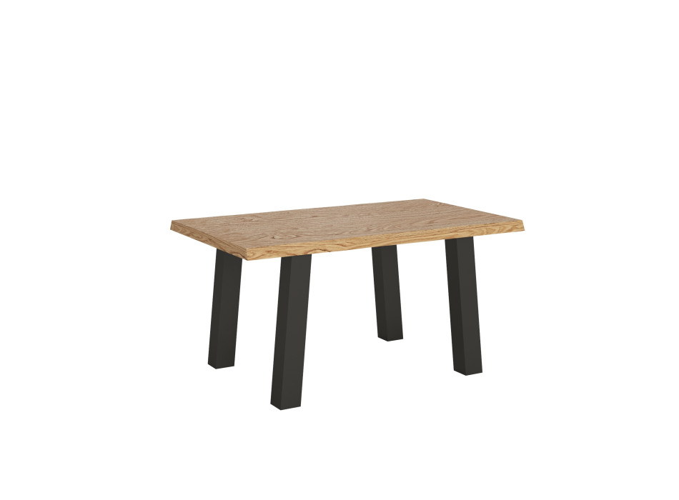 Bridge Table = Svalen Barked Massivholz - Ausziehtisch 90x140/190 cm Svalen Barked Oak Anthrazit Beine