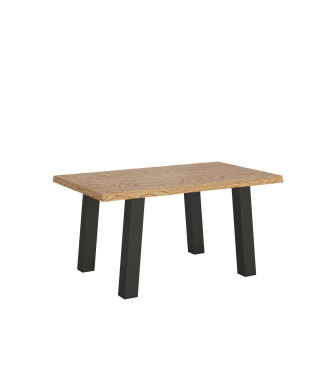 Bridge Table = Svalen Barked Massivholz - Ausziehtisch 90x160/210 cm Svalen Barked Oak Anthrazit Beine