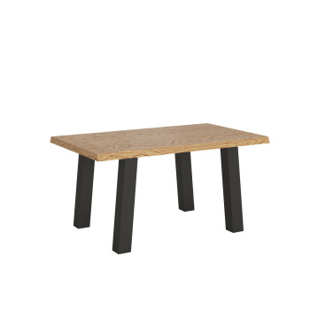 Bridge Table = Svalen Barked Massivholz - Ausziehtisch 90x160/210 cm Svalen Barked Oak Anthrazit Beine