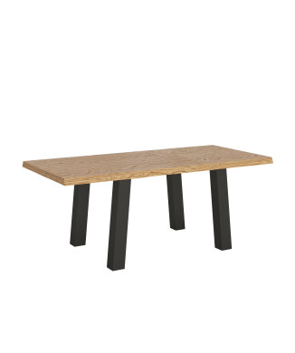 Bridge Table = Svalen Barked Massivholz - Ausziehtisch 90x200/300 cm Svalen Barked Oak Anthrazit Beine