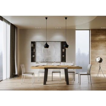 Bridge Table - Ausziehbarer Tisch 90x130/234 cm Bridge Weiße Esche Anthrazit Rahmen