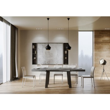 Bridge Table - Ausziehbarer Tisch 90x130/390 cm Bridge Weiße Esche Anthrazit Rahmen