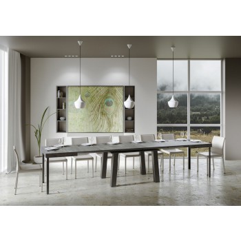 Bridge Table - Ausziehbarer Tisch 90x130/390 cm Bridge Weiße Esche Anthrazit Rahmen