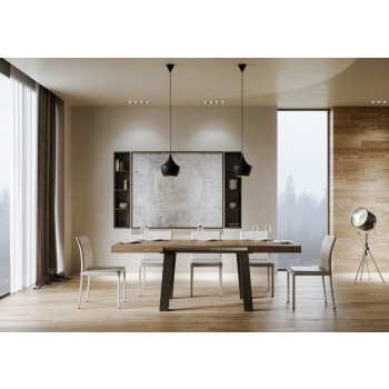 Bridge Table - Ausziehbarer Tisch 90x130/390 cm Bridge Weiße Esche Anthrazit Rahmen