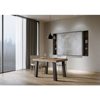 Bridge Table - Ausziehbarer Tisch 90x140/244 cm Bridge Weiße Esche Anthrazit Rahmen