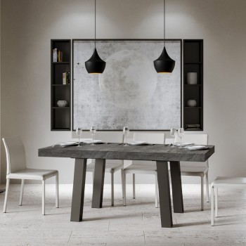 Bridge Table - Ausziehbarer Tisch 90x160/264 cm Bridge Weiße Esche Anthrazit Rahmen