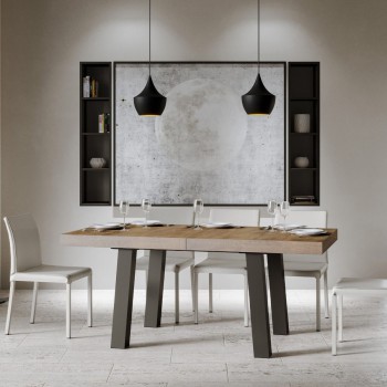 Bridge Table - Ausziehbarer Tisch 90x160/264 cm Bridge Weiße Esche Anthrazit Rahmen