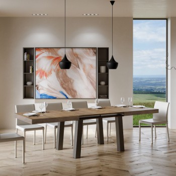 Bridge Table - Ausziehbarer Tisch 90x160/264 cm Bridge Weiße Esche Anthrazit Rahmen