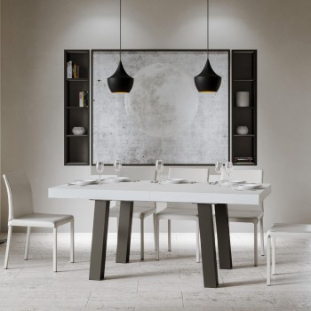 Bridge Table - Ausziehbarer Tisch 90x160/264 cm Bridge Weiße Esche Anthrazit Rahmen