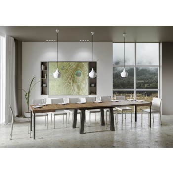 Bridge Table - Ausziehbarer Tisch 90x160/420 cm Bridge Weiße Esche Anthrazit Rahmen