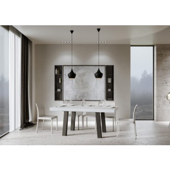 Bridge Table - Ausziehbarer Tisch 90x160/420 cm Bridge Weiße Esche Anthrazit Rahmen