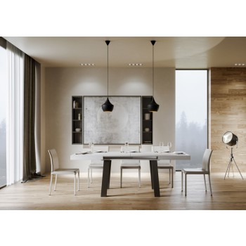 Bridge Table - Ausziehbarer Tisch 90x160/420 cm Bridge Weiße Esche Anthrazit Rahmen