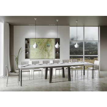 Bridge Table - Ausziehbarer Tisch 90x160/420 cm Bridge Weiße Esche Anthrazit Rahmen