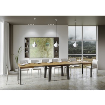 Bridge Table - Ausziehbarer Tisch 90x160/420 cm Bridge Weiße Esche Anthrazit Rahmen