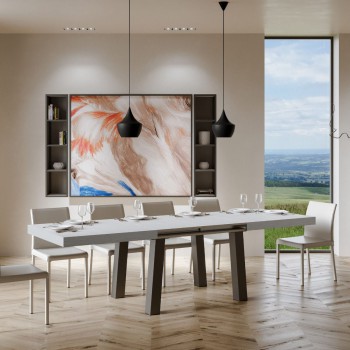 Bridge Table - Ausziehbarer Tisch 90x180/284 cm Bridge Weiße Esche Anthrazit Rahmen