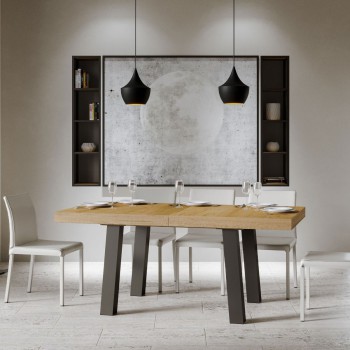 Bridge Table - Ausziehbarer Tisch 90x180/284 cm Bridge Weiße Esche Anthrazit Rahmen