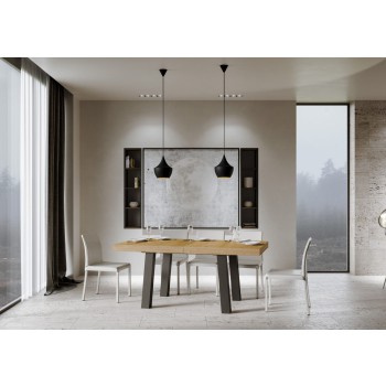 Bridge Table - Ausziehbarer Tisch 90x180/284 cm Bridge Weiße Esche Anthrazit Rahmen