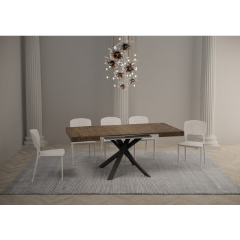 Clerk-Tisch mit anthrazitfarbenen Beinen D.90 - Ausziehbarer Tisch 90x90/194 cm Clerk-Platte Weißesche - anthrazitfarbene Beine