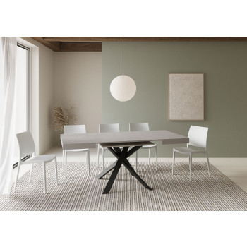 Clerk-Tisch mit anthrazitfarbenen Beinen D.90 - Ausziehbarer Tisch 90x90/194 cm Clerk-Platte Weißesche - anthrazitfarbene Beine