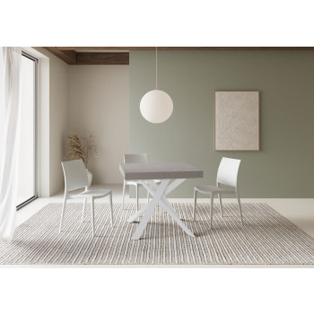 Clerk-Tisch mit weißen Beinen D.90 - Ausziehbarer Tisch 90x90/194 cm Clerk mit weißer Eschenplatte - weiße Beine