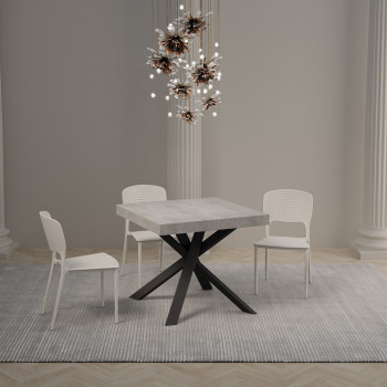 Clerk Premium Tisch mit anthrazitfarbenen Beinen D.90 - Ausziehbarer Tisch 90x90/194 cm Clerk Premium Tischplatte aus weißer Esche - anthrazitfarbene Beine