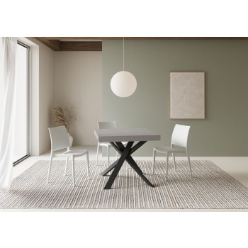 Clerk Premium Tisch mit anthrazitfarbenen Beinen D.90 - Ausziehbarer Tisch 90x90/194 cm Clerk Premium Tischplatte aus weißer Esche - anthrazitfarbene Beine