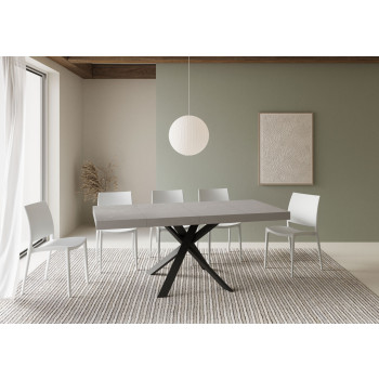 Clerk Premium Tisch mit anthrazitfarbenen Beinen D.90 - Ausziehbarer Tisch 90x90/194 cm Clerk Premium Tischplatte aus weißer Esche - anthrazitfarbene Beine