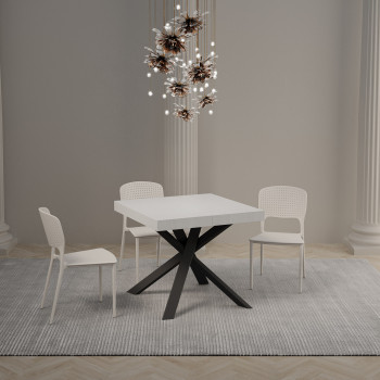 Clerk Premium Tisch mit anthrazitfarbenen Beinen D.90 - Ausziehbarer Tisch 90x90/194 cm Clerk Premium Tischplatte aus weißer Esche - anthrazitfarbene Beine