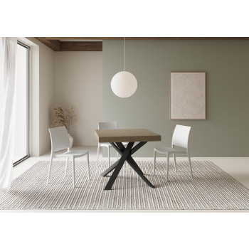 Clerk Premium Tisch mit anthrazitfarbenen Beinen D.90 - Ausziehbarer Tisch 90x90/194 cm Clerk Premium Tischplatte aus weißer Esche - anthrazitfarbene Beine