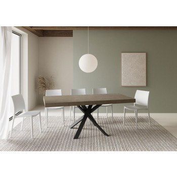 Clerk Premium Tisch mit anthrazitfarbenen Beinen D.90 - Ausziehbarer Tisch 90x90/194 cm Clerk Premium Tischplatte aus weißer Esche - anthrazitfarbene Beine