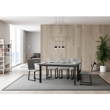 Cumar Tisch - Ausziehtisch 90x160/220 cm Cumar Weiße Esche Anthrazit Gestell