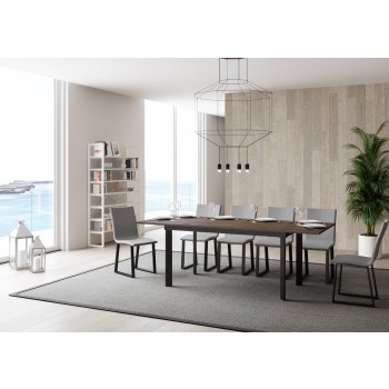 Cumar Tisch - Ausziehtisch 90x160/220 cm Cumar Weiße Esche Anthrazit Gestell