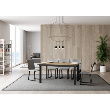 Cumar Tisch - Ausziehtisch 90x160/220 cm Cumar Weiße Esche Anthrazit Gestell