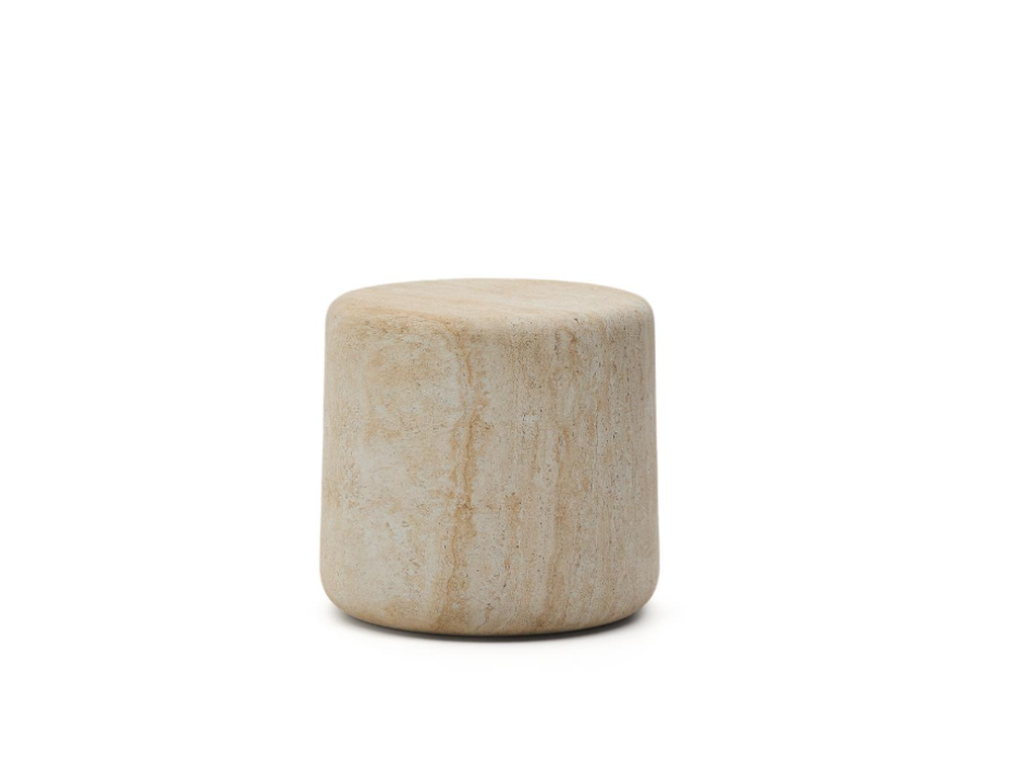 Drasi Beistelltisch aus Beton mit Travertin-Effekt, Ø 46 cm