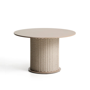 Sedalis Gartentisch aus Aluminium und taubengrauem Seil, Ø 120 cm