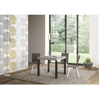 Everyday Tisch mit anthrazitfarbenen Beinen D.90 - Ausziehbarer Tisch 90x90/246 cm Everyday Weiße Esche mit anthrazitfarbenen Beinen