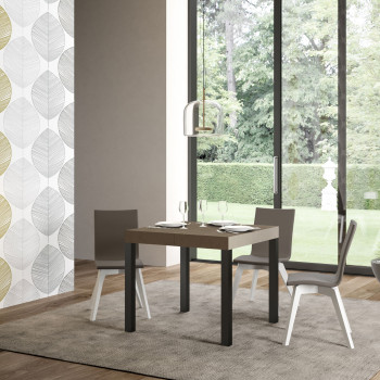 Everyday Tisch mit anthrazitfarbenen Beinen D.90 - Ausziehbarer Tisch 90x90/246 cm Everyday Weiße Esche mit anthrazitfarbenen Beinen