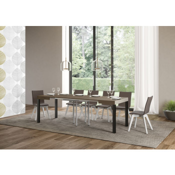 Everyday Tisch mit anthrazitfarbenen Beinen D.90 - Ausziehbarer Tisch 90x90/246 cm Everyday Weiße Esche mit anthrazitfarbenen Beinen