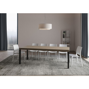 Everyday Premium Tisch mit anthrazitfarbenen Beinen D.90 - Ausziehbarer Tisch 90x120/380 cm Everyday Premium Weiße Esche mit anthrazitfarbenen Beinen